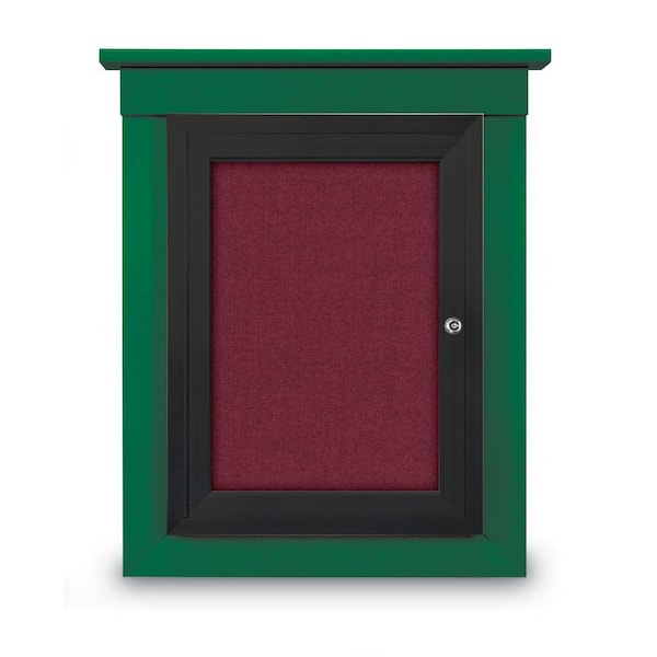 60"x36" 2-Door Enclosed Letterboard, White Vinyl/Cherry